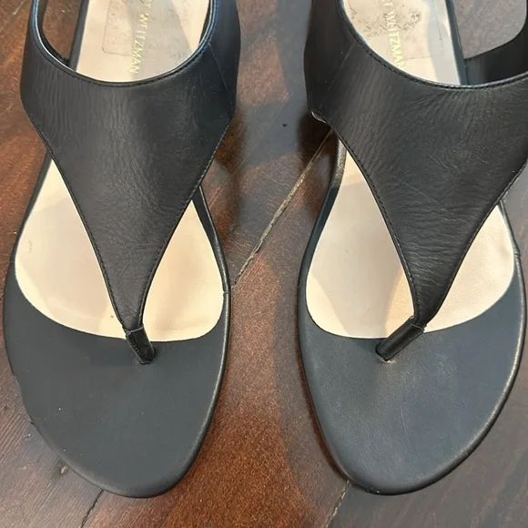 Stuart Weirzman Santorini Sandal - Black Leather - Size 8